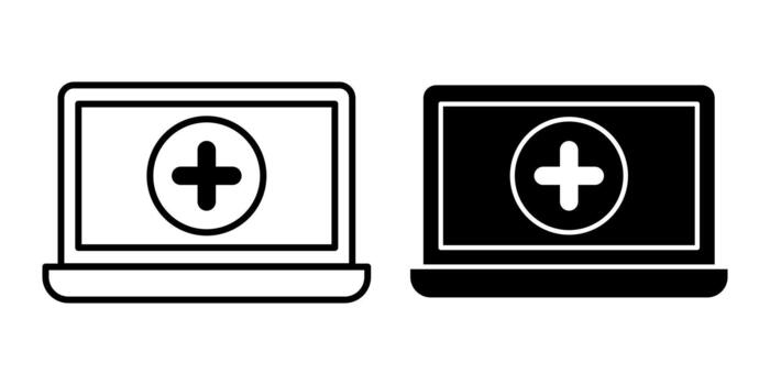 Computer Add Black Icon Bundle for System and Technology Actions vector