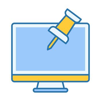 Computer Push Pin Flat Colored Icon for Marking and Notes vector