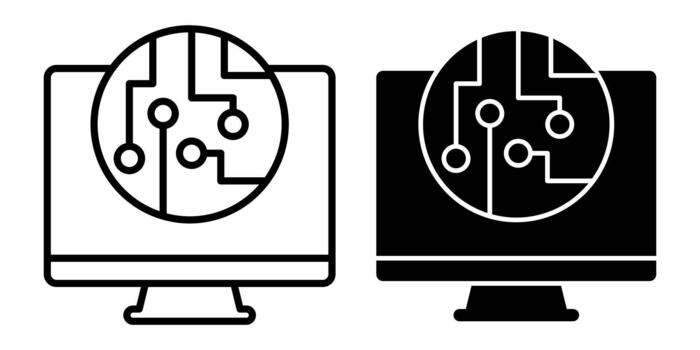 computadora circuito tablero negro icono haz para hardware tecnología vector
