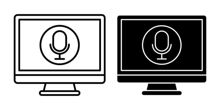 Computer Microphone Black Icon Bundle for Voice Input vector