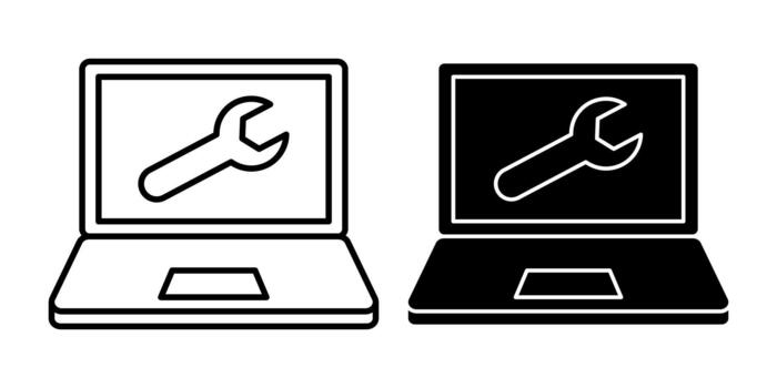 Computer Settings Black Icon Bundle for Configuration vector