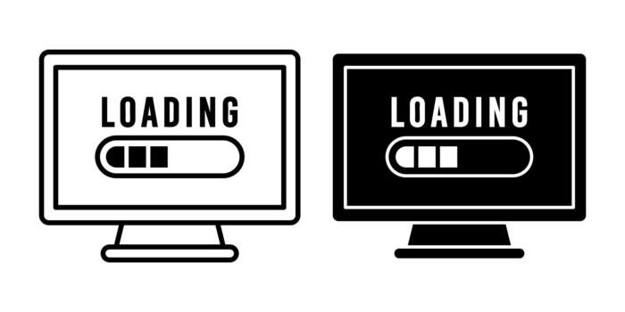 computadora cargando negro icono haz para proceso y Progreso vector