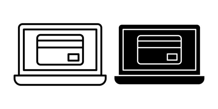 Computer Card Payment Black Icon Bundle for Digital Transactions vector