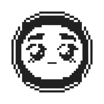 píxel Arte neutral cara emoticon retro monocromo redondo emoji icono con calma expresión y mínimo 8 poco diseño vector
