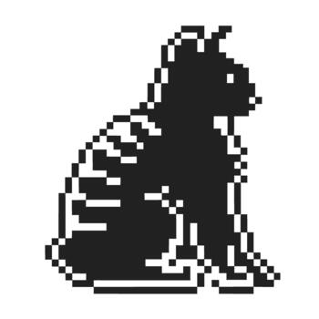 retro píxel Arte negro gato silueta sentado en perfil minimalista 8 poco felino diseño para nostálgico digital juego de azar y Clásico interfaces vector