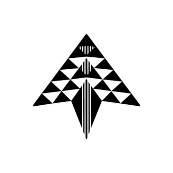 minimalista geométrico resumen presentando un como una cometa forma compuesto de triangulos y rayas vector