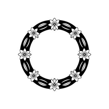 un minimalista circular frontera presentando un repitiendo modelo de estilizado flores y gris elíptico formas vector