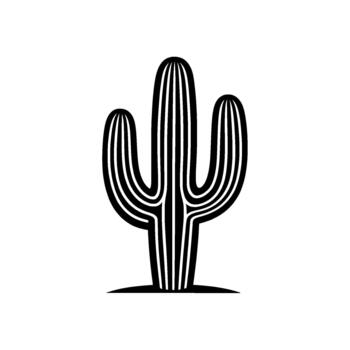 Clean and stylized illustration of a saguaro cactus with multiple arms and ribbed texture isolated vector