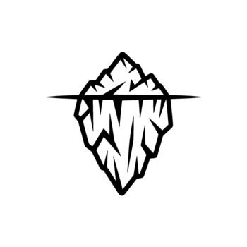 un rígido geométrico ilustración de un estilizado iceberg con agudo bordes y dentado picos encima y abajo un horizontal divisor línea vector