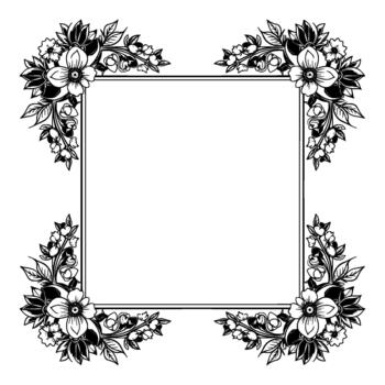 Elegant floral frame with intricate botanical elements and a central square copy space for text or elements vector