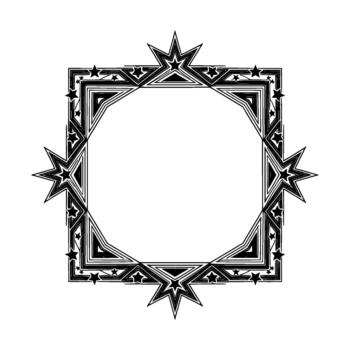 intrincado geométrico octagonal marco con agudo Starburst adornos y menor estrella acentos vector