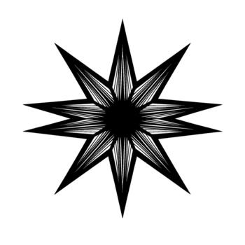 resumen geométrico Starburst con radiante agudo puntiagudo rayos y detallado lineal textura emanando desde un sólido central circulo vector