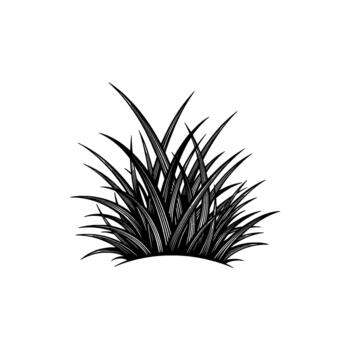 un meticulosamente detallado ilustración de un grupo de agudo puntiagudo césped cuchillas con multa lineal sombreado creando profundidad y textura aislado vector