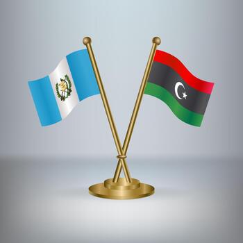 Guatemala and Libya table flag relation, with gradient background vector