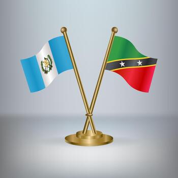 Guatemala and ST. Kitts Nevis table flag relation, with gradient background vector
