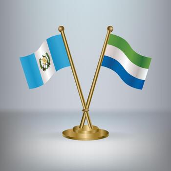 Guatemala and Sierra Leone table flag relation, with gradient background vector