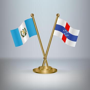 Guatemala y Países Bajos antillas mesa bandera relación, con degradado antecedentes vector