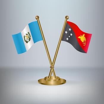 Guatemala and Papua New Guinea table flag relation, with gradient background vector