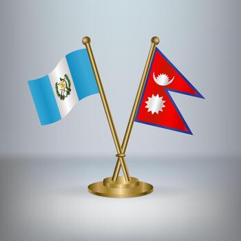 Guatemala and Nepal table flag relation, with gradient background vector