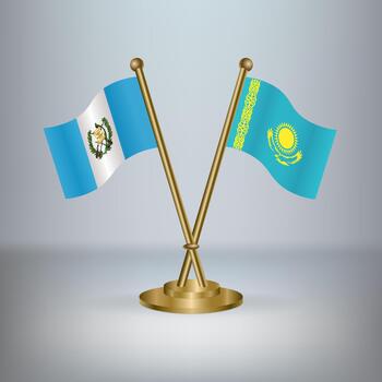 Guatemala y Kazajstán mesa bandera relación, con degradado antecedentes vector