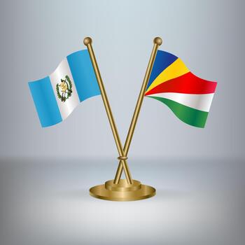 Guatemala and Seychelles table flag relation, with gradient background vector