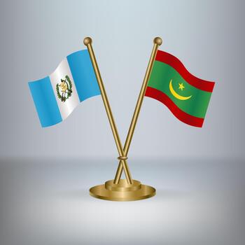 Guatemala y Mauritania mesa bandera relación, con degradado antecedentes vector