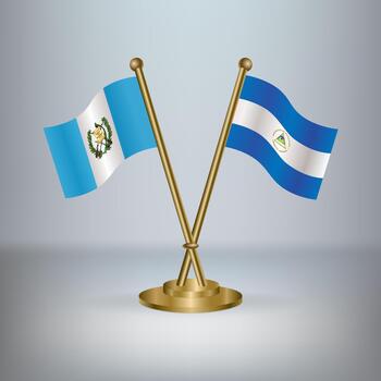 Guatemala and Nicaragua table flag relation, with gradient background vector