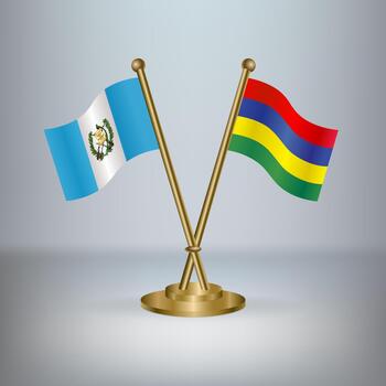 Guatemala and Mauritius table flag relation, with gradient background vector