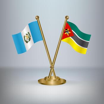 Guatemala and Mozambique table flag relation, with gradient background vector