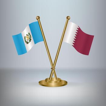 Guatemala y Katar mesa bandera relación, con degradado antecedentes vector