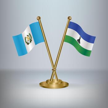 Guatemala and Lesotho table flag relation, with gradient background vector