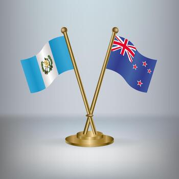 Guatemala and New Zealand table flag relation, with gradient background vector