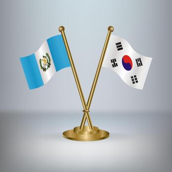 Guatemala y sur Corea mesa bandera relación, con degradado antecedentes vector