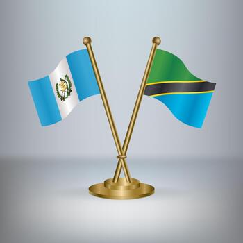Guatemala and Tanzania table flag relation, with gradient background vector