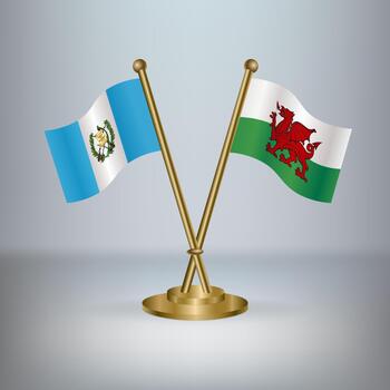 Guatemala and Wales table flag relation, with gradient background vector