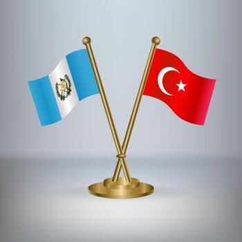 Guatemala and Turkey table flag relation, with gradient background vector