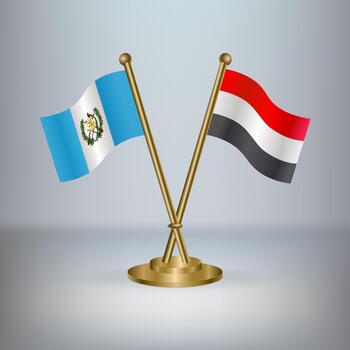 Guatemala and Yemen table flag relation, with gradient background vector