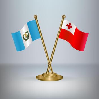 Guatemala and Tonga table flag relation, with gradient background vector