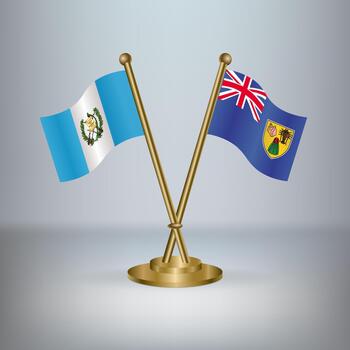 Guatemala and Turk and Caicos table flag relation, with gradient background vector