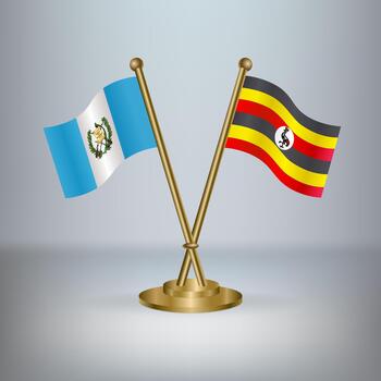 Guatemala and Uganda table flag relation, with gradient background vector