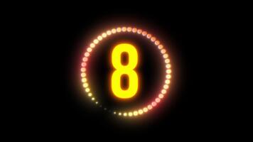 10 to 1 neon gradient countdown animation with dots, circle rotating video