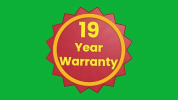 19 años garantía 3d texto animación con suave rotación en verde pantalla antecedentes video