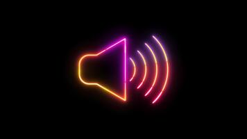 Neon Speaker Symbol Glow Animation, Vibrant Multicolor Audio Volume Icon with Pulsating Sound Waves, Glowing Electric Outline for Music, Media Player UI, Notification, and Digital Interface Design video