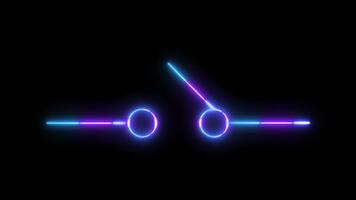 neon växla symbol glöd animation, trogen elektrisk kontrollera diagram med ljus Flerfärgad ljus pulser för teknik Handledningar, krets design bilder, kraft systemet ui element, och teknisk video