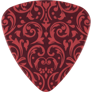 elegante rojo decorativo modelo en un triangular superficie con intrincado remolinos y florece png