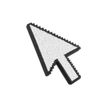Pixelated cursor arrow pointing upward showcasing digital interface navigation element in neutral png