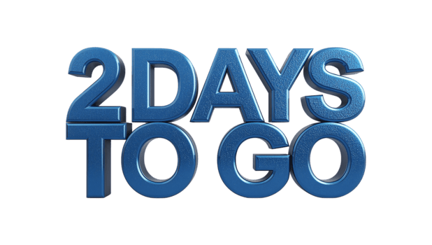 nedräkning visualisering med tre dimensionell tolkning av två dagar återstående underrättelse png