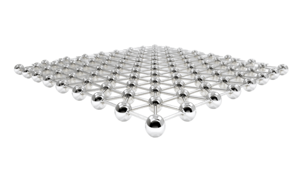 intricato metallico sfera e asta struttura con simmetrico triangolare modelli su trasparente png