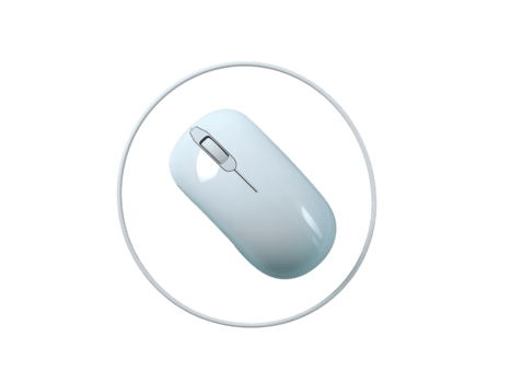 Modern computer mouse design within a circular border on a transparent background illustration png