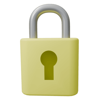 en 3d återges, gul hänglås med en silver- schackel, centrerad, nyckelhål synlig, mjuk belysning, mot en transparent bakgrund, skapande en säkra, modern känna. png